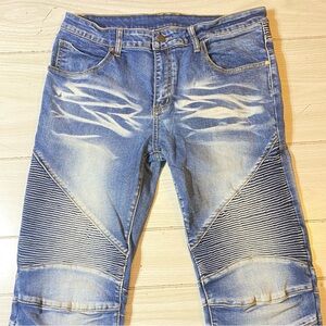 BALMAIN Paris Tapered ribbed-paneled denim jeans made in italy Size 34